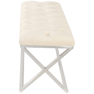 Varcera Silver Bench Çapraz Metal Ayaklı Kapitoneli Model Puf
