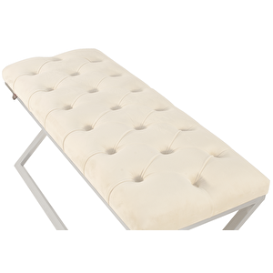 Varcera Silver Bench Çapraz Metal Ayaklı Kapitoneli Model Puf