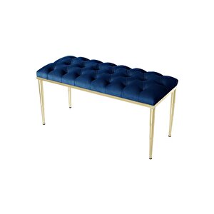 Bella Gold Bench Kapitoneli Chester Model Puf Mavi