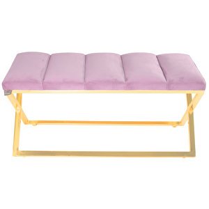 Varcera Gold Sliced Bench Çapraz Metal Ayaklı Dilimli Model Puf Pembe