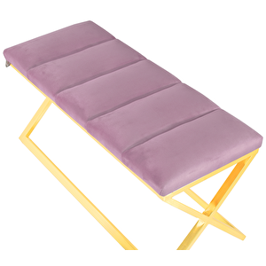 Varcera Gold Sliced Bench Çapraz Metal Ayaklı Dilimli Model Puf