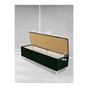Vetra V2 Sandıklı Puf -  Yeşil Dilimli Model Sandıklı Bench Puf - Sandıklı Yatak Ucu Bankı Yeşil