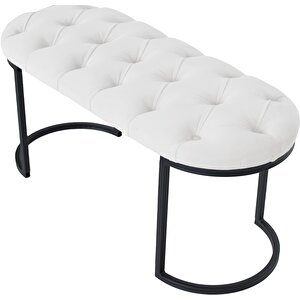 Elisse Puf Metal Ayaklı Kapitoneli Model Oval Bench