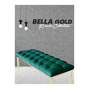 Bella Gold Bench Kapitoneli Chester Model Puf Yeşil