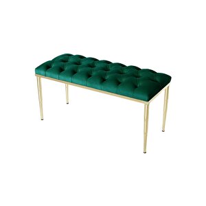 Bella Gold Bench Kapitoneli Chester Model Puf Yeşil