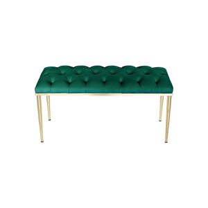 Bella Gold Bench Kapitoneli Chester Model Puf Yeşil