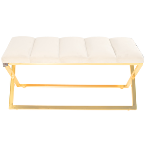 Varcera Gold Sliced Bench Çapraz Metal Ayaklı Dilimli Model Puf Beyaz