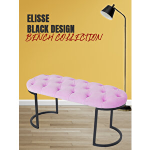 Elisse Puf Metal Ayaklı Kapitoneli Model Oval Bench Pembe