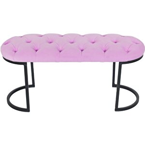 Elisse Puf Metal Ayaklı Kapitoneli Model Oval Bench Pembe