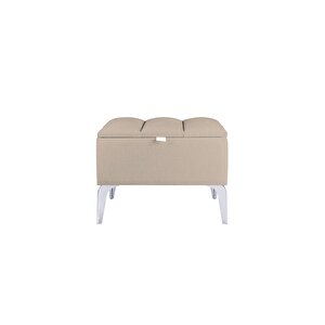 Vetra Gold Mini Royal Sandıklı Puf, Dekoratif Bench Puf Bej