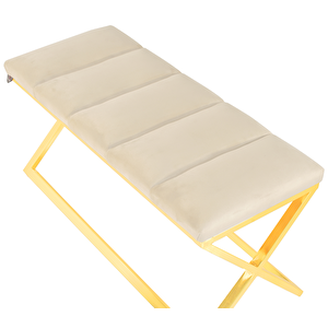 Varcera Gold Sliced Bench Çapraz Metal Ayaklı Dilimli Model Puf
