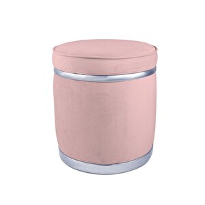 Zerafet Silver Kaplama Luxery Puf, Pofuduk Puf, Makyaj Koltuğu Pembe