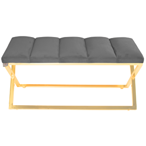 Varcera Gold Sliced Bench Çapraz Metal Ayaklı Dilimli Model Puf Gri