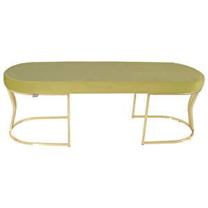 Viego Gold Smooth Bench Lüks Metal Gold Ayak, Chester Model Yatak Ucu Puf Hardal