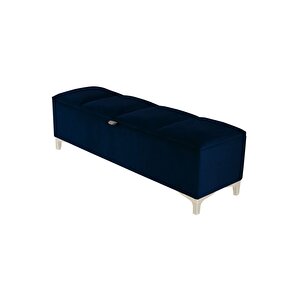Vetra V2 Sandıklı Puf -  Mavi Dilimli Model Sandıklı Bench Puf - Sandıklı Yatak Ucu Bankı Mavi