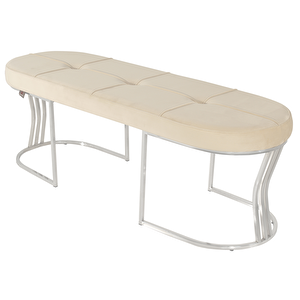 Viego Silver Exclusive Bench Lüks Metal Gümüş Ayak, Chester Model Yatak Ucu Puf Krem