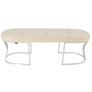 Viego Silver Exclusive Bench Lüks Metal Gümüş Ayak, Chester Model Yatak Ucu Puf Krem