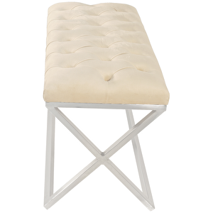 Varcera Silver Bench Çapraz Metal Ayaklı Kapitoneli Model Puf