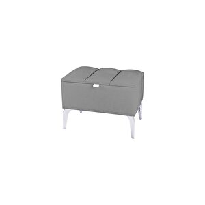 Vetra Gold Mini Royal Sandıklı Puf, Dekoratif Bench Puf Gri