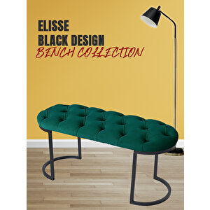Elisse Puf Metal Ayaklı Kapitoneli Model Oval Bench Yeşil