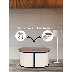 Evo Fonksiyonel Sehpalı Puf Krem