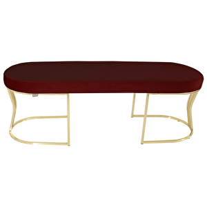 Viego Gold Smooth Bench Lüks Metal Gold Ayak, Chester Model Yatak Ucu Puf Bordo