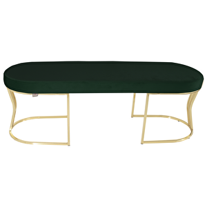 Viego Gold Smooth Bench Lüks Metal Gold Ayak, Chester Model Yatak Ucu Puf Yeşil