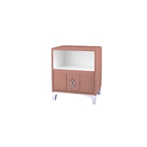Singular Silver İki Çekmeceli Pembe Pudra Komodin- Kumaş Döşemeli 2 'li Komodin Modelleri