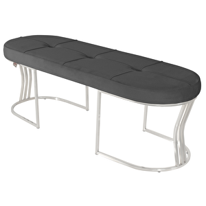 Viego Silver Exclusive Bench Lüks Metal Gümüş Ayak, Chester Model Yatak Ucu Puf Gri