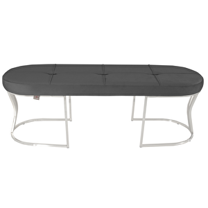 Viego Silver Exclusive Bench Lüks Metal Gümüş Ayak, Chester Model Yatak Ucu Puf Gri