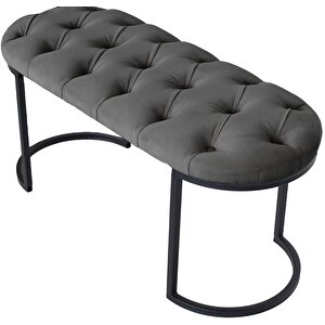 Elisse Puf Metal Ayaklı Kapitoneli Model Oval Bench
