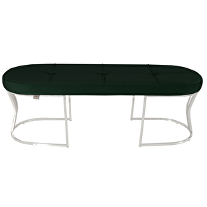 Viego Silver Exclusive Bench Lüks Metal Gümüş Ayak, Chester Model Yatak Ucu Puf Yeşil