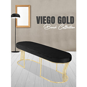 Viego Gold Smooth Bench Lüks Metal Gold Ayak, Chester Model Yatak Ucu Puf Antrasit