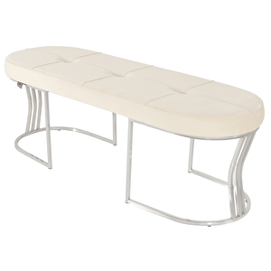 Viego Silver Exclusive Bench Lüks Metal Gümüş Ayak, Chester Model Yatak Ucu Puf Beyaz
