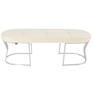 Viego Silver Exclusive Bench Lüks Metal Gümüş Ayak, Chester Model Yatak Ucu Puf Beyaz