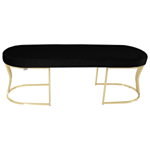 Viego Gold Smooth Bench Lüks Metal Gold Ayak, Chester Model Yatak Ucu Puf Siyah