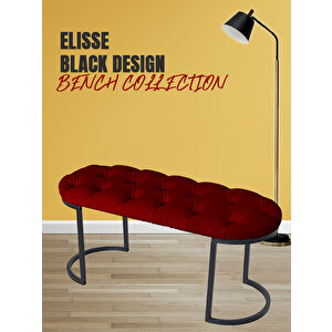 Elisse Puf Metal Ayaklı Kapitoneli Model Oval Bench Bordo