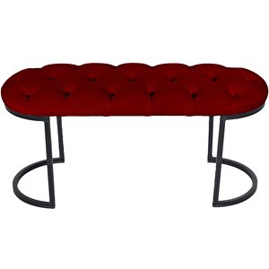 Elisse Puf Metal Ayaklı Kapitoneli Model Oval Bench Bordo