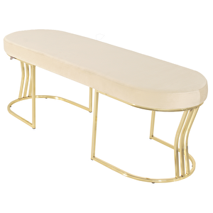Viego Gold Smooth Bench Lüks Metal Gold Ayak, Chester Model Yatak Ucu Puf Krem