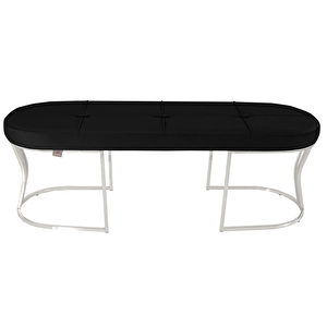 Viego Silver Exclusive Bench Lüks Metal Gümüş Ayak, Chester Model Yatak Ucu Puf Siyah