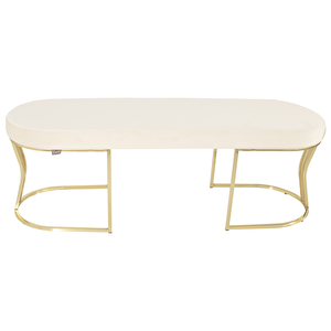 Viego Gold Smooth Bench Lüks Metal Gold Ayak, Chester Model Yatak Ucu Puf Beyaz
