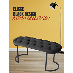 Elisse Puf Metal Ayaklı Kapitoneli Model Oval Bench Antrasit
