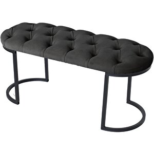 Elisse Puf Metal Ayaklı Kapitoneli Model Oval Bench Antrasit