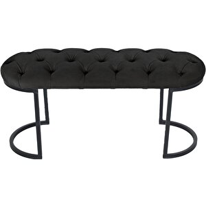 Elisse Puf Metal Ayaklı Kapitoneli Model Oval Bench Antrasit