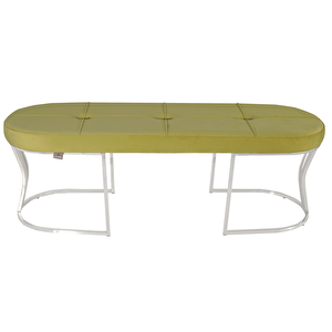 Viego Silver Exclusive Bench Lüks Metal Gümüş Ayak, Chester Model Yatak Ucu Puf Hardal
