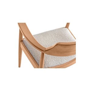 Beyaz İskandinav Natural Ahşap Bohem Sandalye