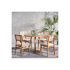 Visby Beyaz Sedef Natural Ahşap Bohem Sandalye