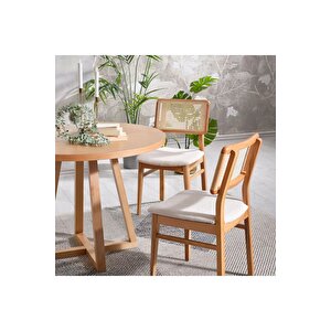 Visby Beyaz Sedef Natural Ahşap Bohem Sandalye