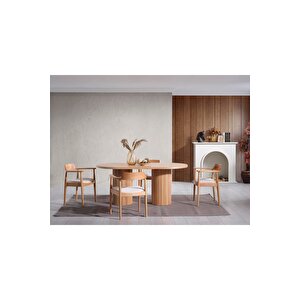 Lines Krem İskandinav Natural Ahşap Bohem Sandalye