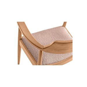Lines Krem İskandinav Natural Ahşap Bohem Sandalye